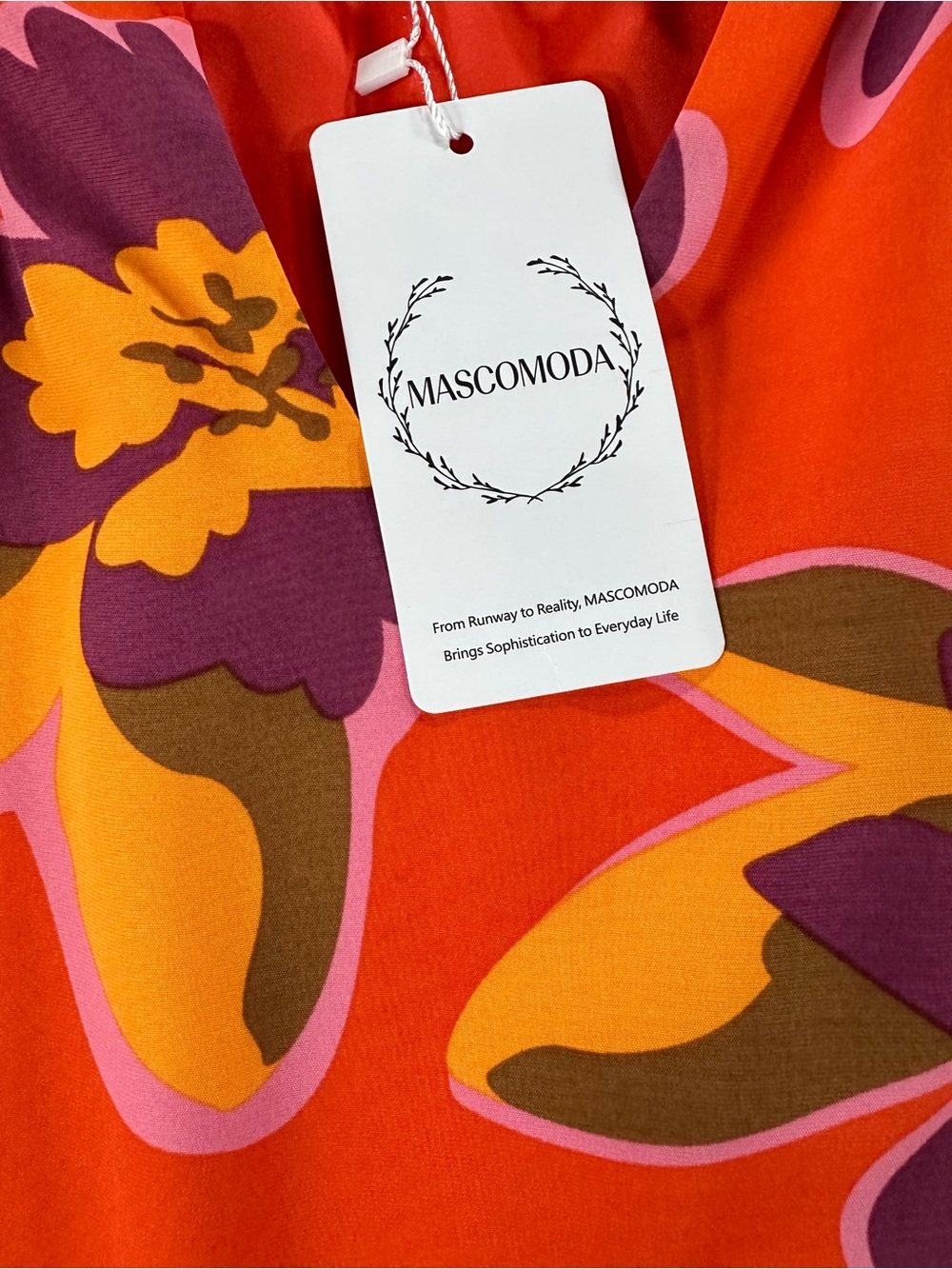 Women's Mascomoda Orange And Purple M Floral V-Neck Long Sleeve Blouse - Picture 4 of 10